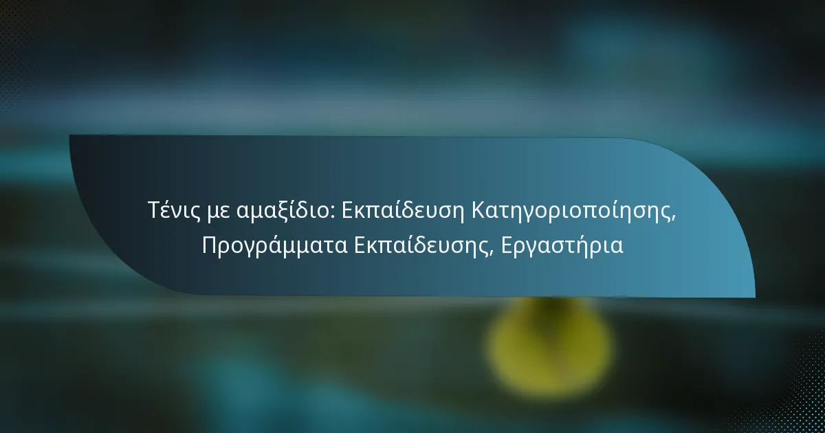 Τένις με αμαξίδιο: Εκπαίδευση Κατηγοριοποίησης, Προγράμματα Εκπαίδευσης, Εργαστήρια